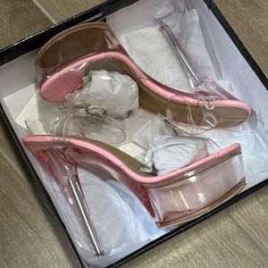 Pretty Little Thing Extreme Clear Platform Heels UK 7/US9